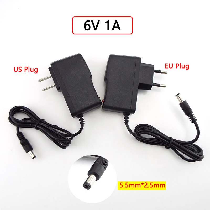 

6V 1A Adapter Supply Converter Charger DC Power 1000mA 100-240V Power Adapter With Lndicator Light For LED Strip Lamp EU/US Plug