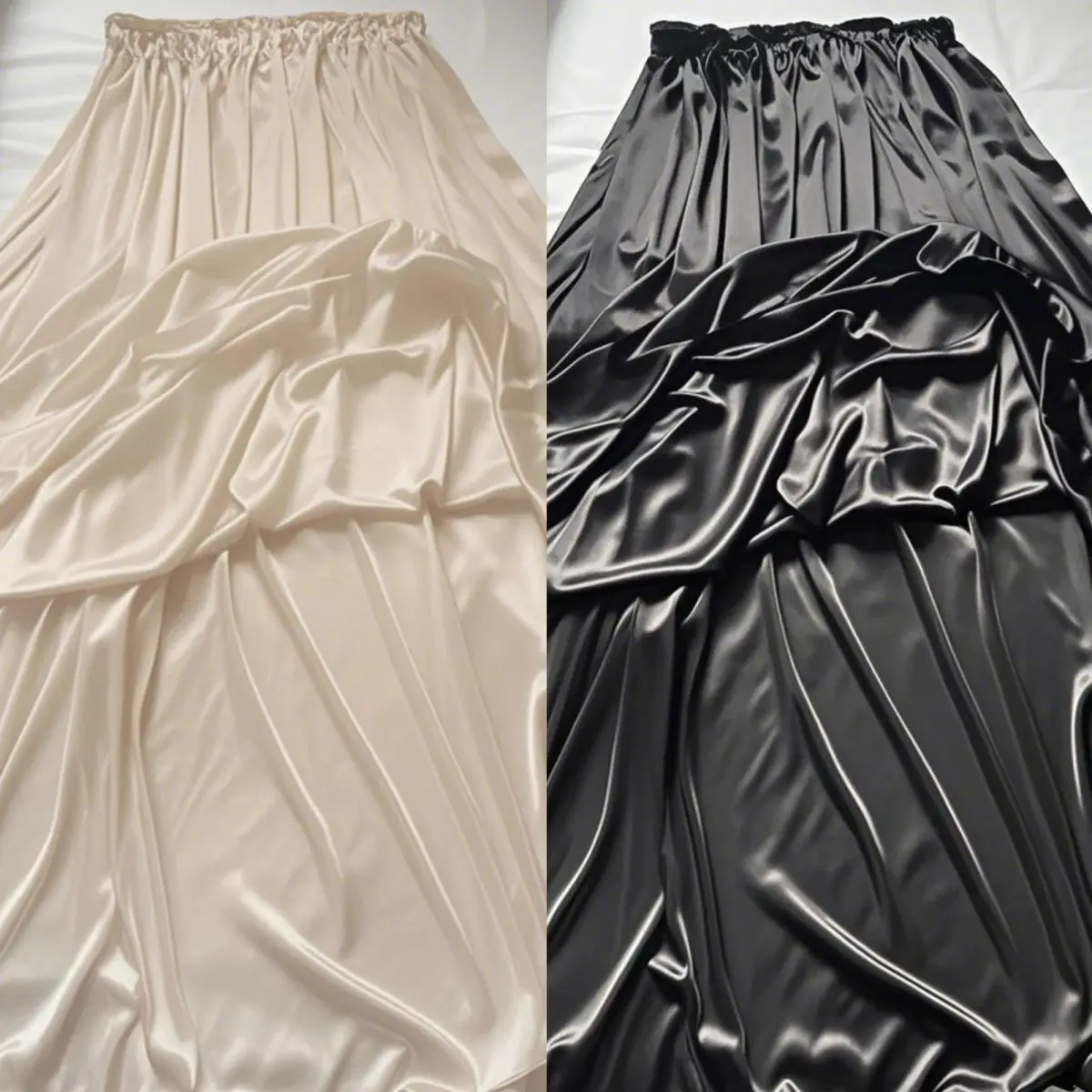 

Length 90cm Satin Silk Sexy Women High Waist Maxi Skirt Loose Long Bottoms