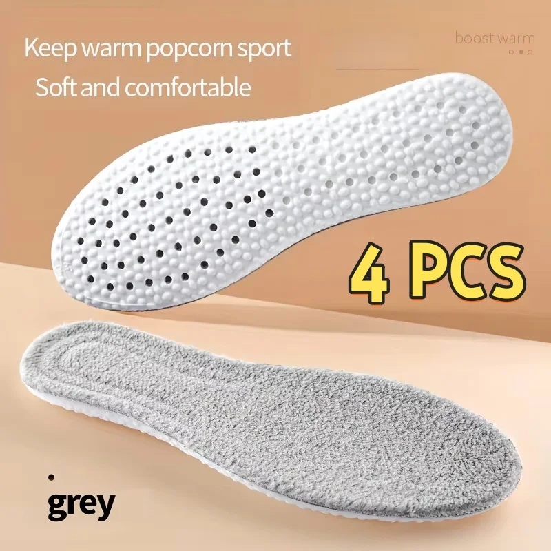 4 PCS EVA Warm Shock Absorption Comfortable Breathable Deodorant Insole Breathable, Shock Absorption, Arch Support Insertion