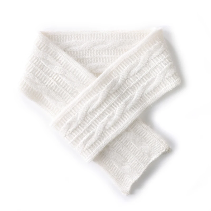 Winter New Women 100% Cashmere Knitted Warm Scarf 140*12 Female Solid Color Small Scarve Soft False Collar Neck Gurd Bib 4 Color