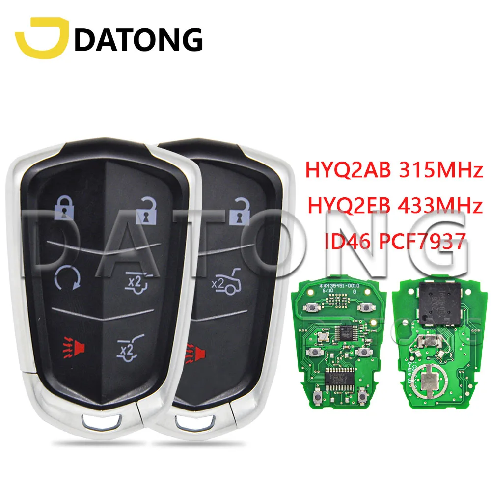 

Datong World Car Remote Control Key For Cadillac Escalade SRX XTS ESV ATS CTS HYQ2AB 315MHz HYQ2EB 433MHz ID46 PCF7937E Card