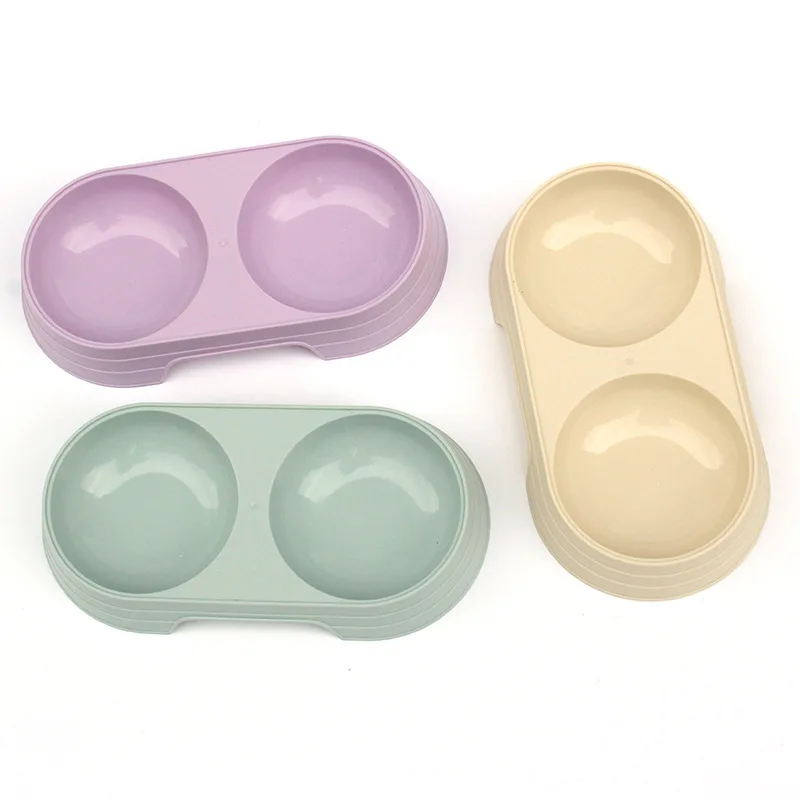 Pet Double Bowl Cat Bowl Double Bowl Cat Basin Macaron Candy Color Pet Feeding Bowl Maca Pet Dog Feeding