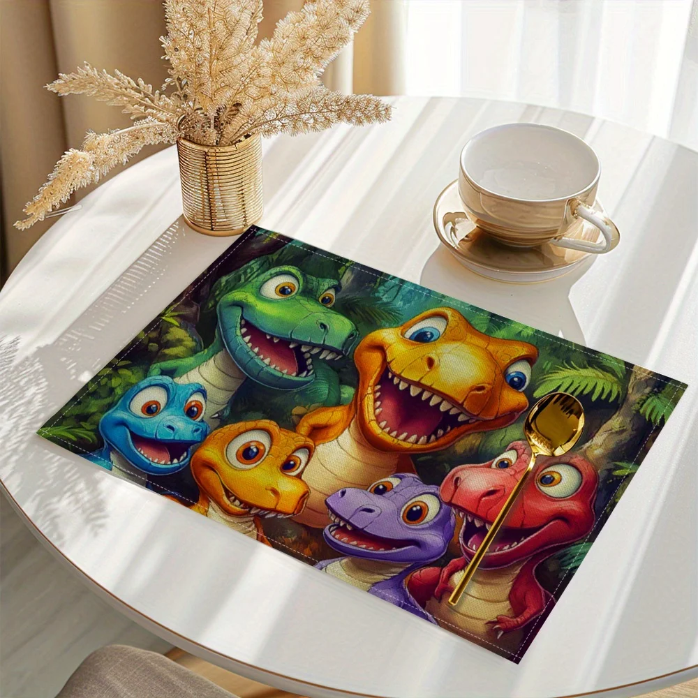 VIKAMA 4PC Cartoon Dinosaurier Matte Niedliche Dinosaurier Esstisch Eltern Kind Restaurant Kinderzimmer Dekoration