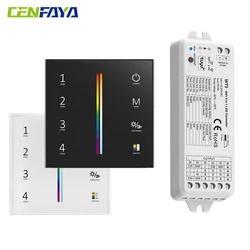 RGBCCT LED Strip Smart Controller KIT DC 12V 24V Wifi Dimmer RF 2.4G 4 Zone Wall Mounted Touch Panel Remote Controller TUYA APP