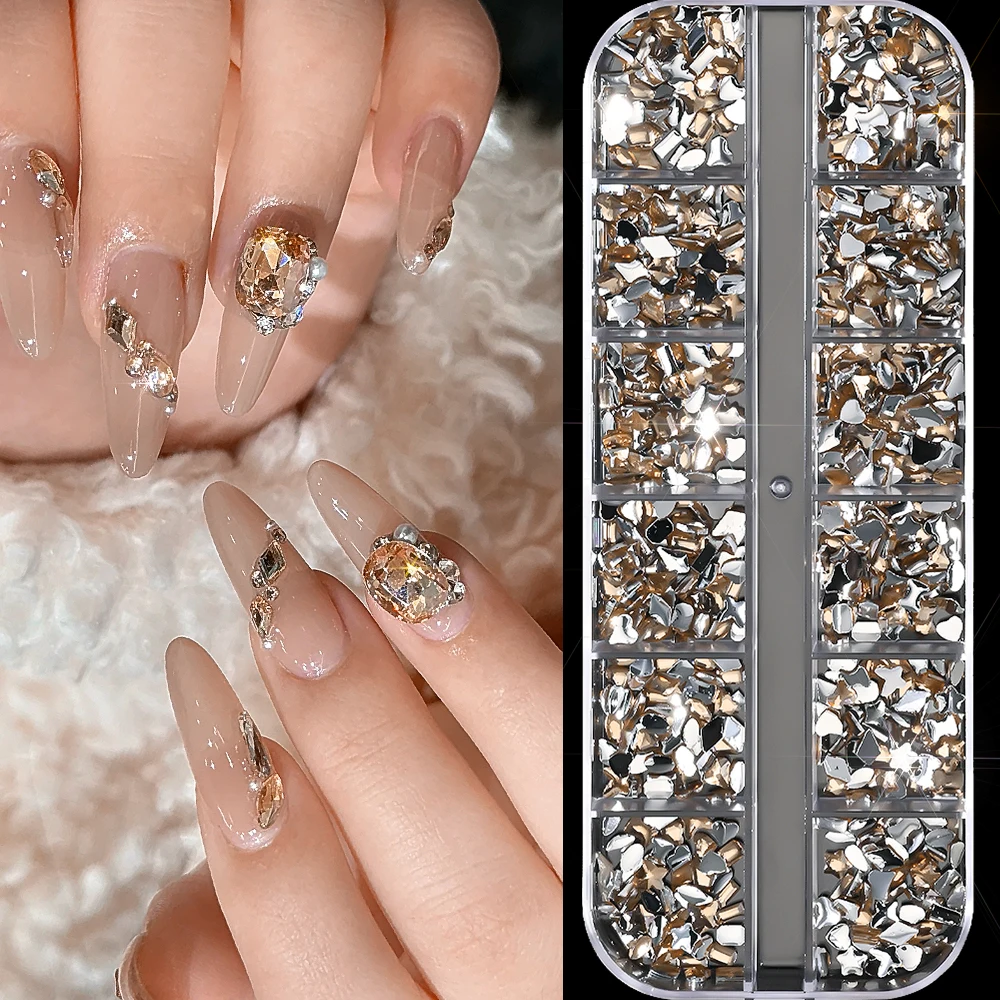 12 grade 3d multi forma acrílico arte do prego strass resina estrela/coração/geométrico flatback diamante charme do prego manicure decoração