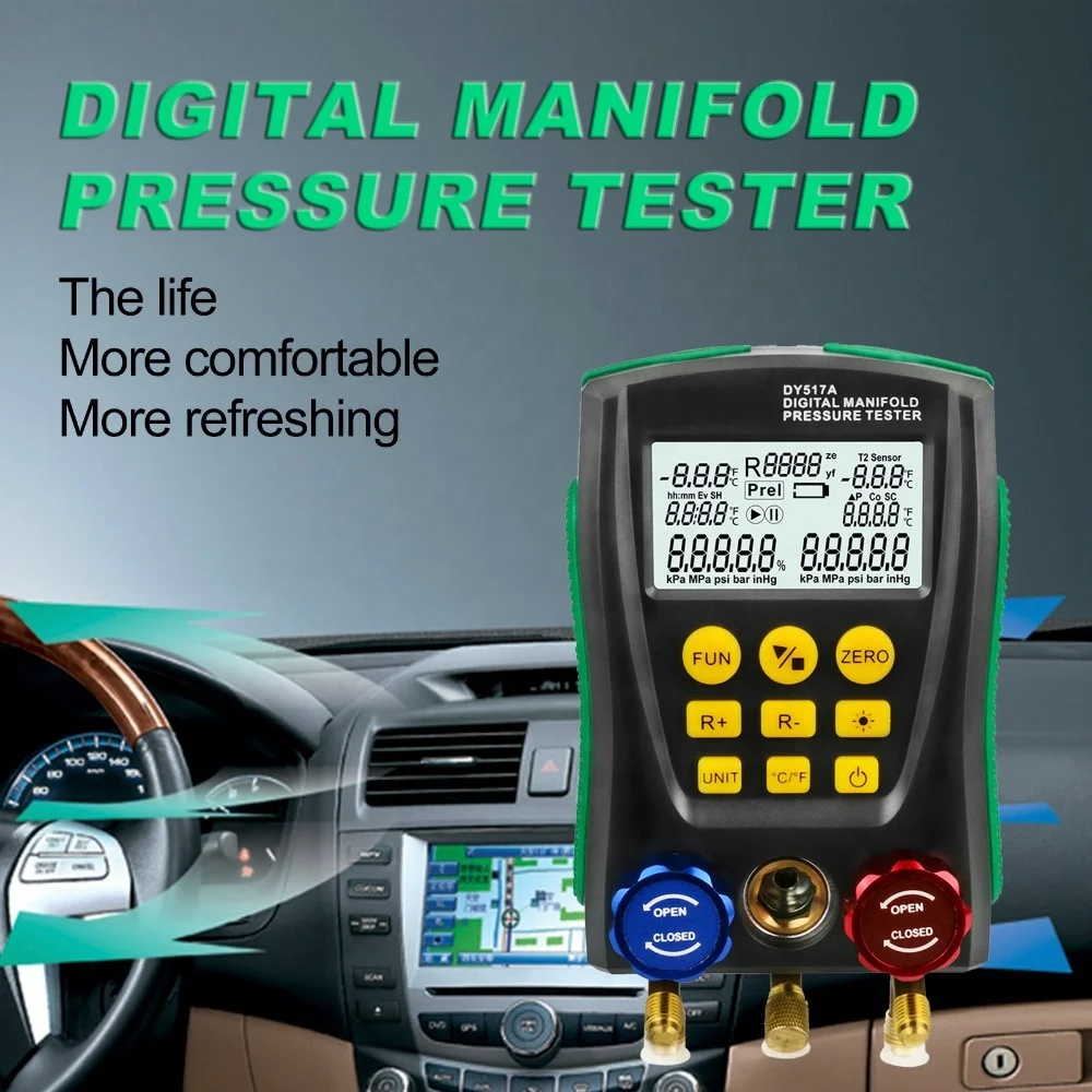 Koeldrukmeter Digitale spruitstukmanometer Vacuümdruk Temperatuurmeter Test Airconditioning