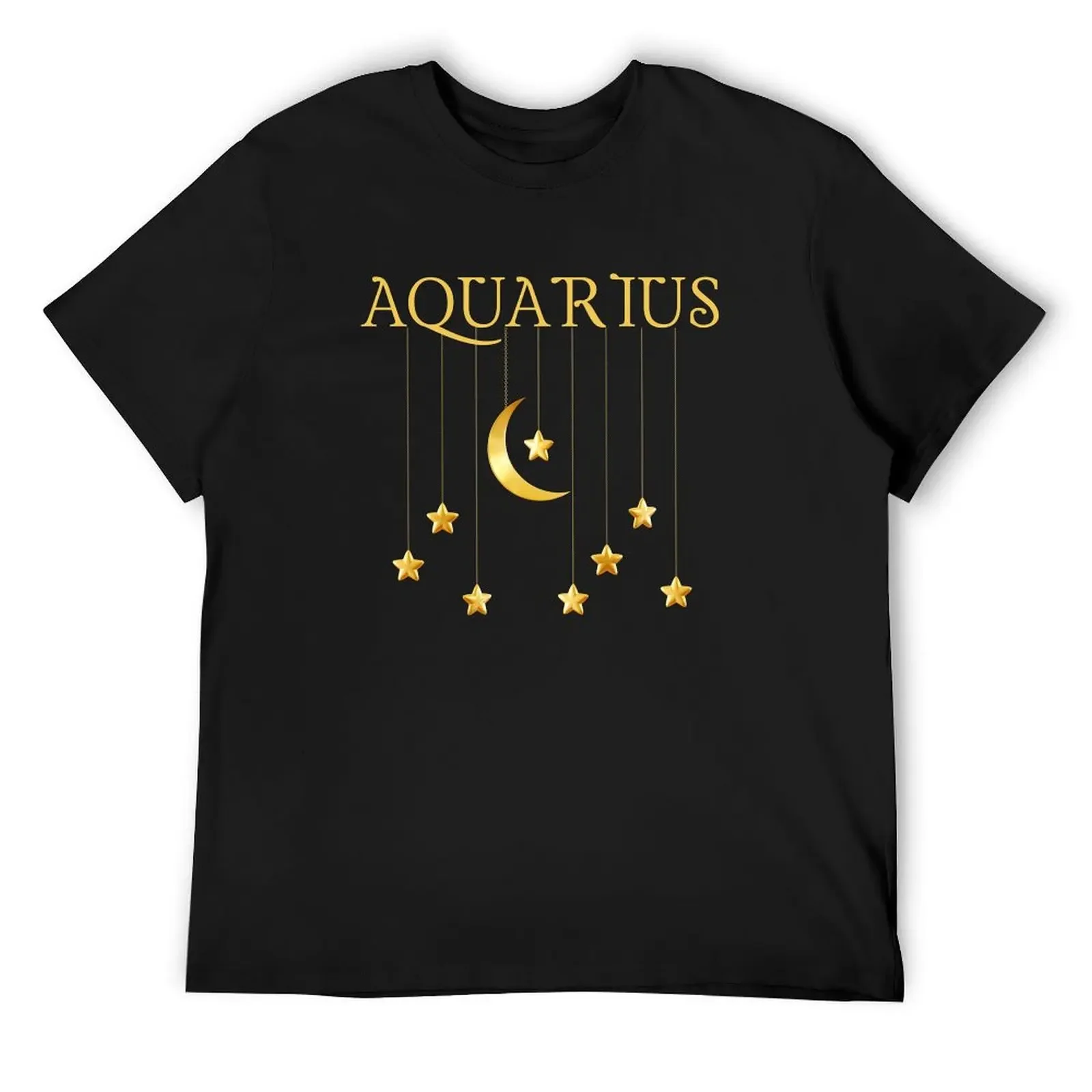 Aquarius Zodiac Sign with Stars T-Shirt shirts graphic tee kawaii clothes heavyweights clothes for men