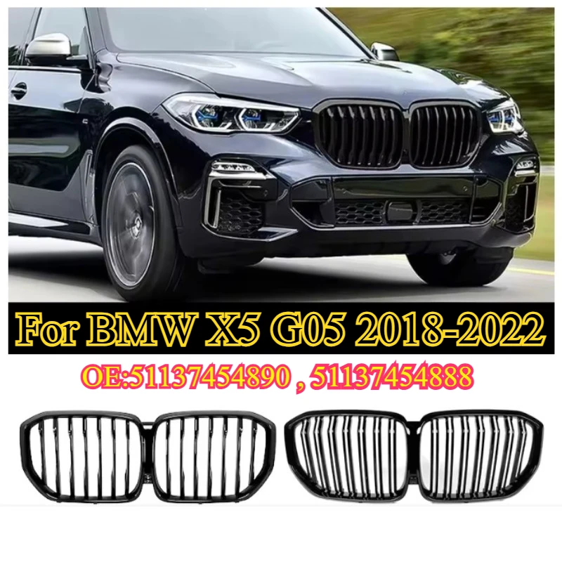 

For BMW X5 G05 2018-2022 Car Front Kidney Grill Grillez Racing Grills Glossy/Matte Black Grille Auto Accessories Single Line