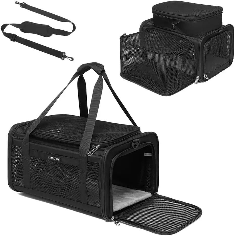 

Airline Approved Pet Carrier for Cats and Small Dogs up to 15 lbs, Breathable Mesh, Portable Travel Bag for Bearded Dragon, P