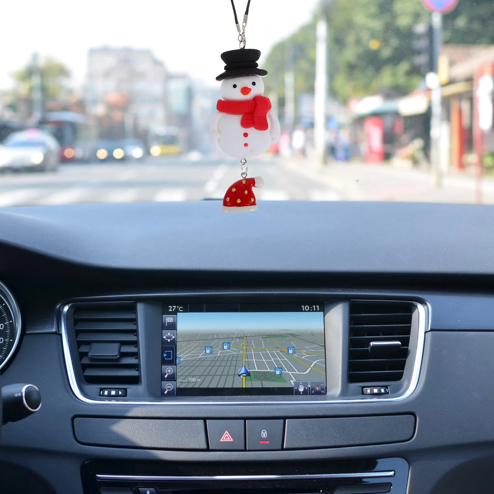 

Snowman Pendant Car Rear View Mirror Hanging naments Cute Snowman Decor Christmas Tree Auto Interior Resin Durable Design