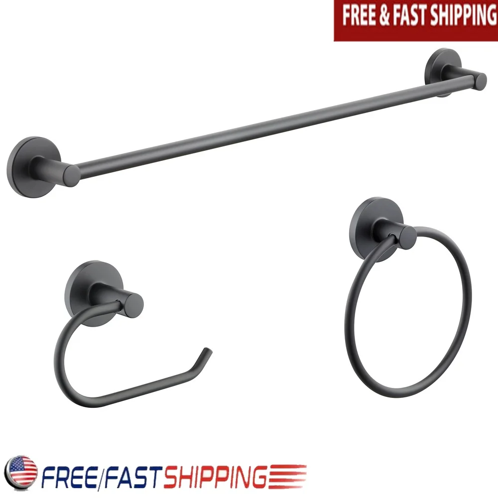 

Современный круглый набор аксессуаров для ванной, комплект из 3 предметов, кольцо для полотенец, держатель для туалетной бумаги, матовый черный, цинк, алюминий, прочный, простота установки