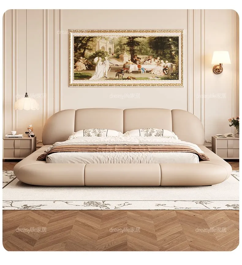 YJQ modern simple light luxury master bedroom high-end atmosphere soft bag solid wood double wedding bed