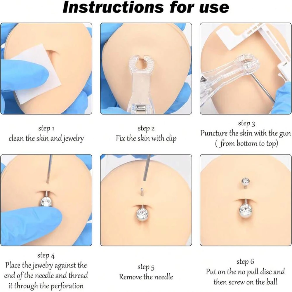 6Pcs/Sets Belly Button Piercing Kit Gun,Professional Body Piercing Kit,Belly Button Piercing Gun Navel Piercing Kit