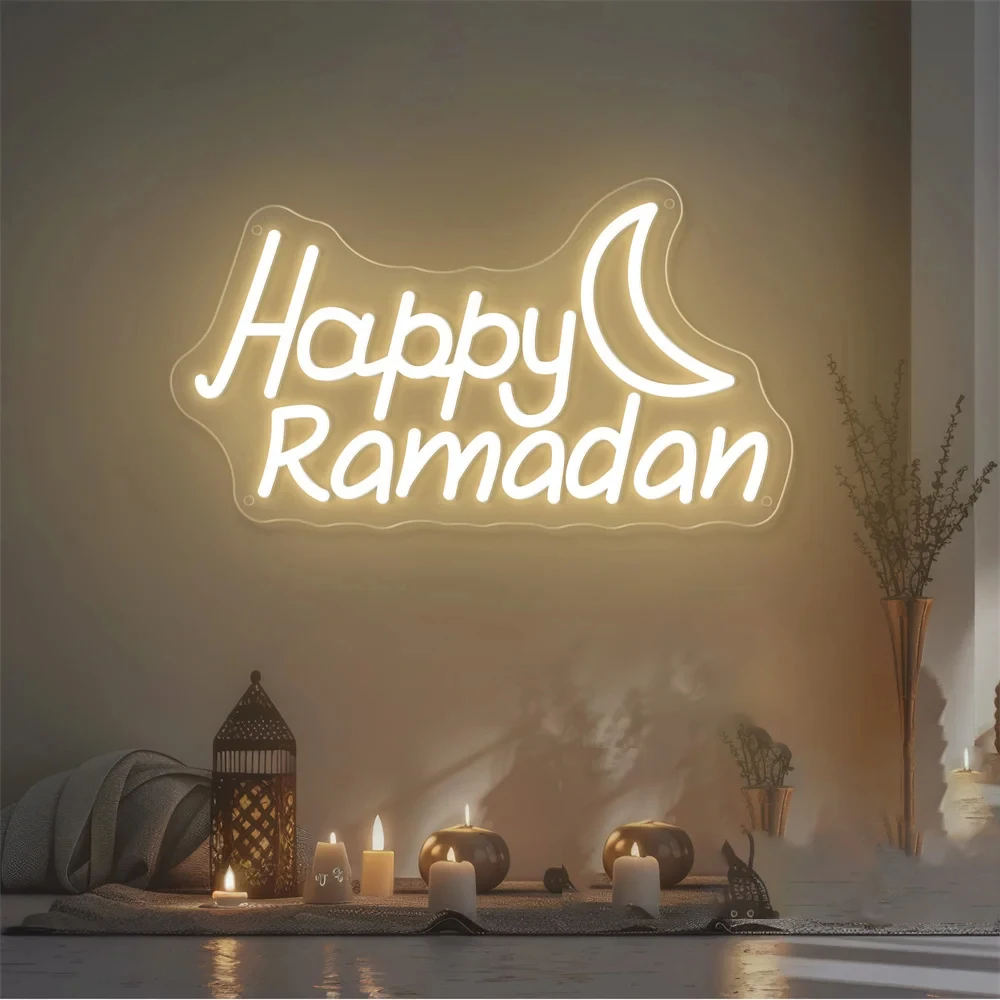 2025 Ramadan Neon Sign Eid Mubarak LED Neon Signs Ramadan Decorations Neon Lights for Party Room Wall Decoration Lights