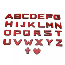 1pcs New 30mm 3d Red Car Decals  Diy Metal Creative Letter Number Symbol Cool Stickers  Exterio Alphabet Decorative Accessories