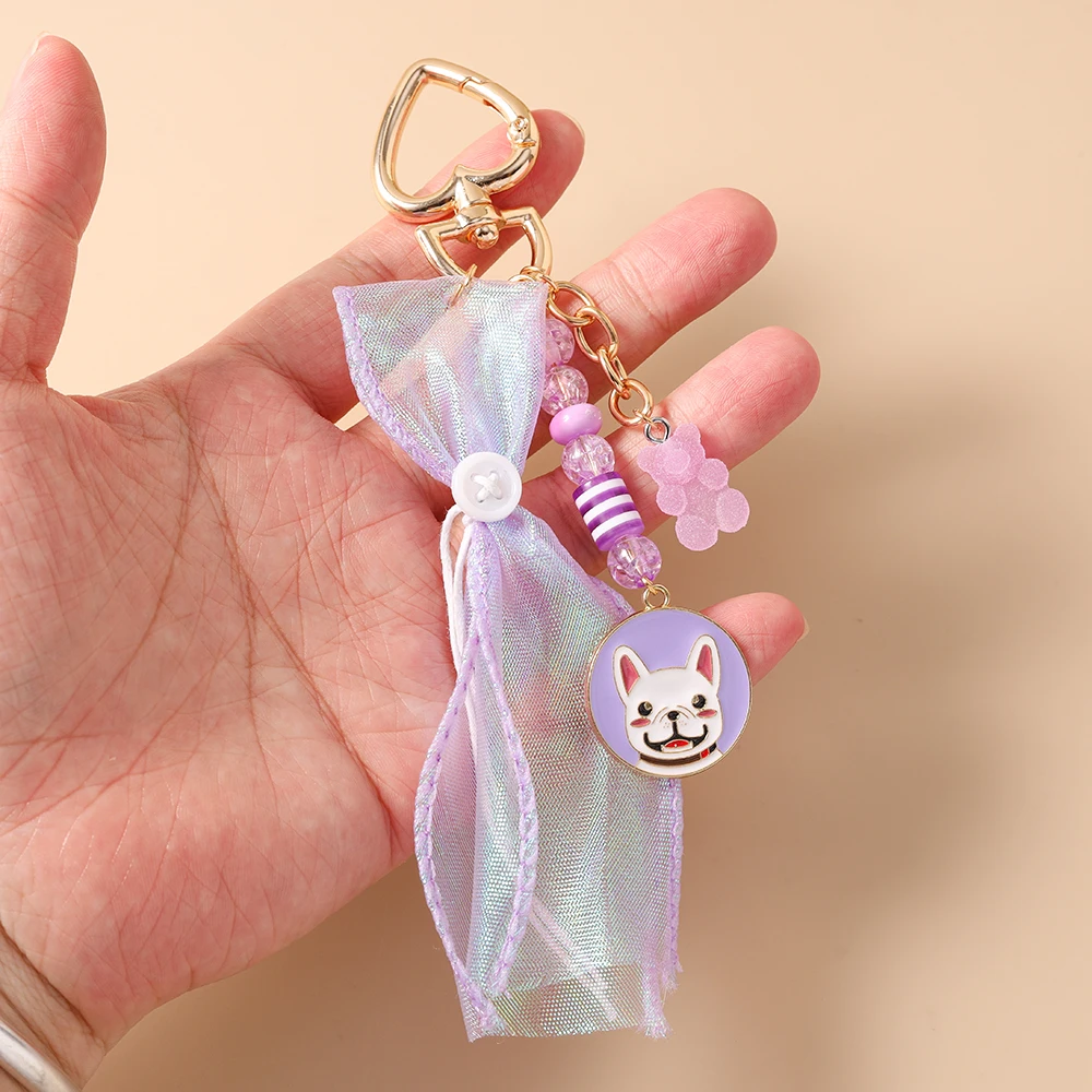 Aihua Fashion Haustier-Hund-Bären-Schlüsselanhänger, hübscher Satin-Hund-Taschenanhänger, Schlüsselanhänger, Handtaschen-, Rucksack-, Hosenanhänger, Dekoration, Geschenke – Detail 4