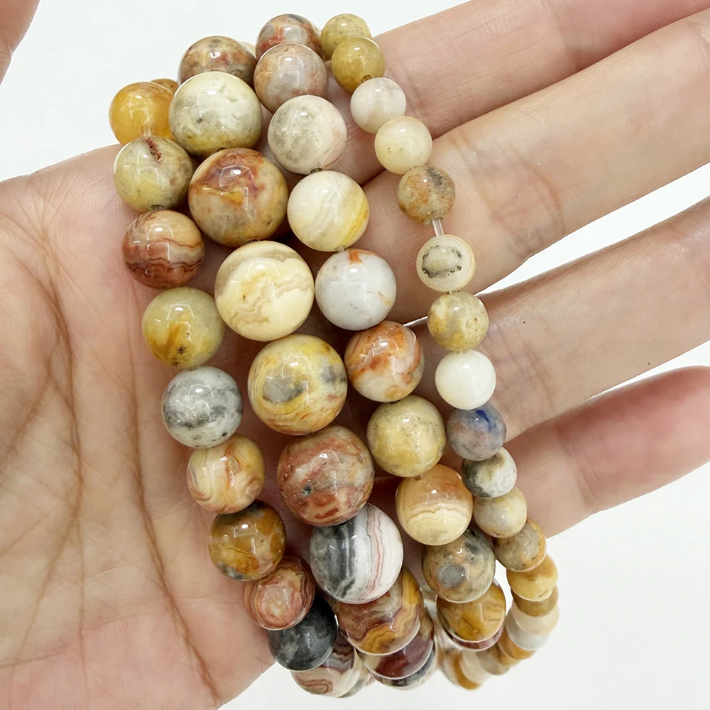 Natural Stone Crazy Agate Round Gem Beads 15