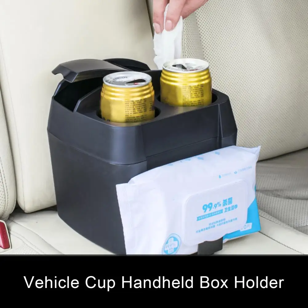 Practical Car Storage Box Carpet Clip Auto Cup Box Two Drink Seats Car Hand Luggage Storage Box  Effective Capacity Utilization