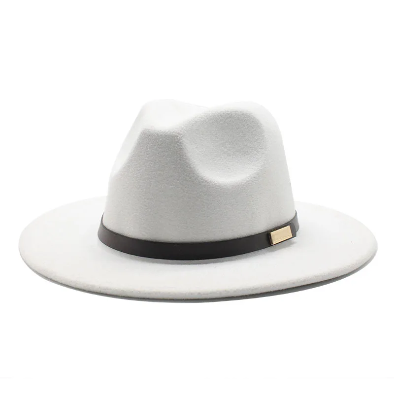 Autumn And Winter British Style Woolen Jazz Top Hat Men And Women European And American Big Brim Hat Fashion Big Brim Felt Cap