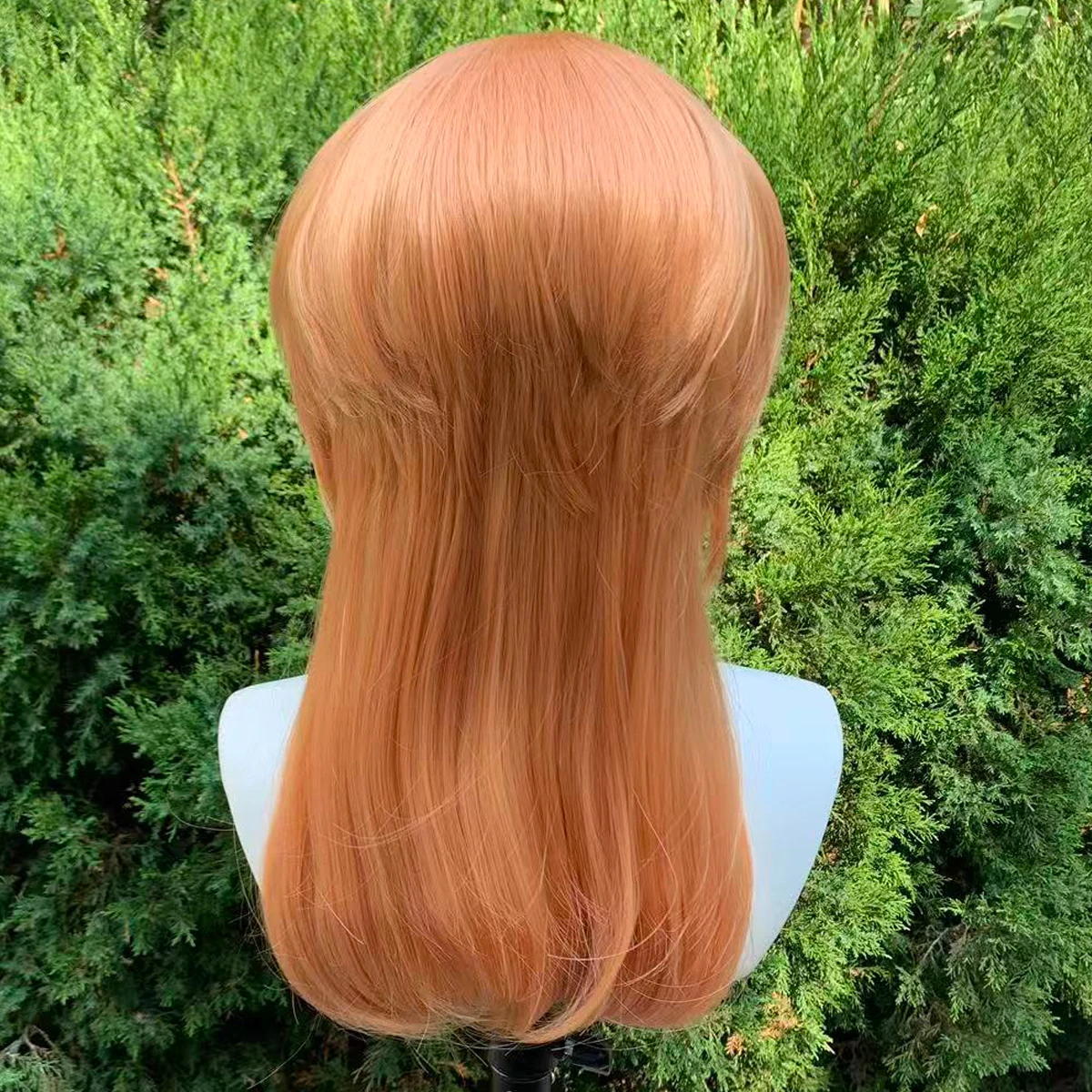 Pink Orange Wolf Tail Mullet Wig 13×4 Synthetic Straight Lace Front Wigs Shoulder Length Natural Straight Heat Resistant Wig