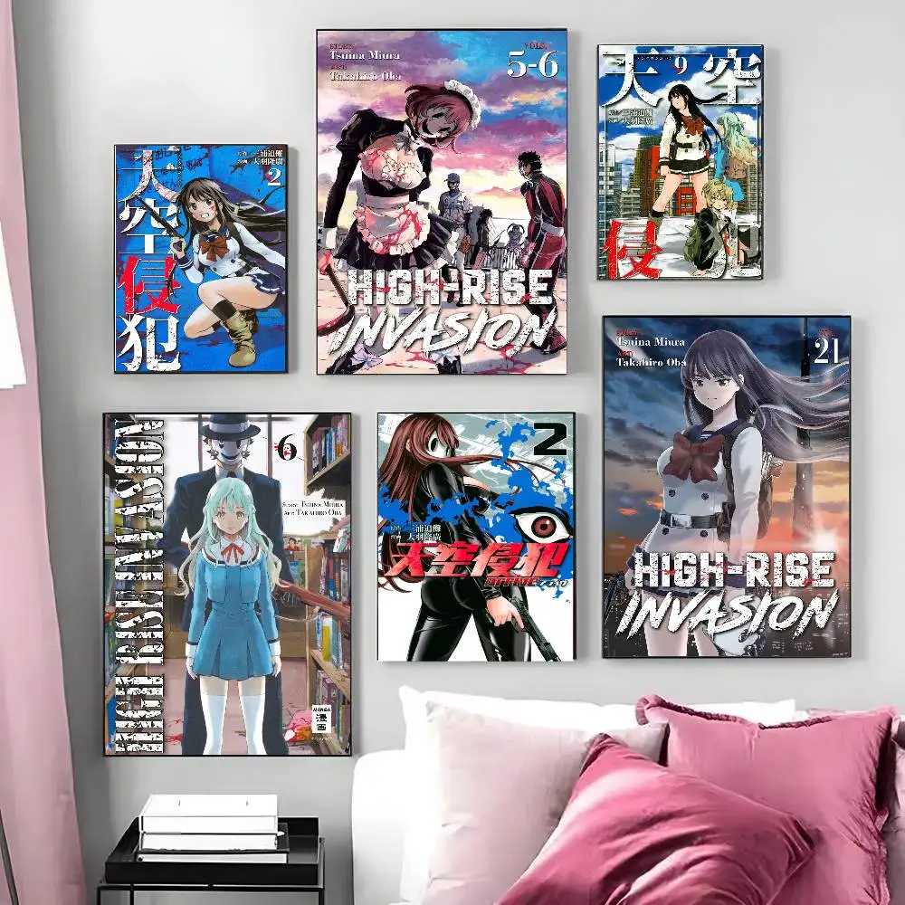 Cartoon Anime H-High-Rise I-Invasion Posters Living Room Bar Cafe Quality Canvas Vintage Style Comics Painting Art Home Wall Dec