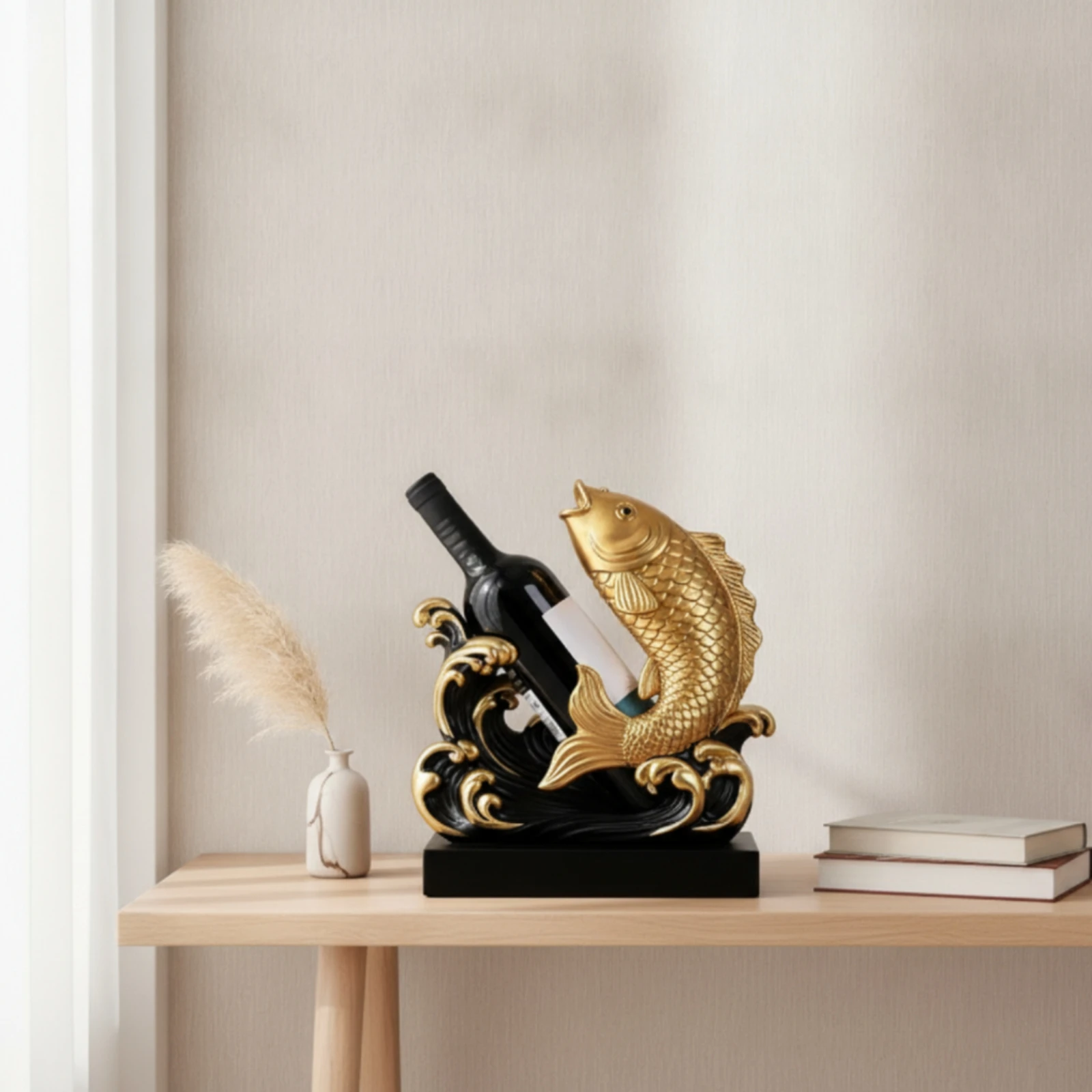 Wine Bottle Holder Stylish Wine Bottle Holder with Pedestal Embossed Glossy for Hosts, Dining Table, Home Bar