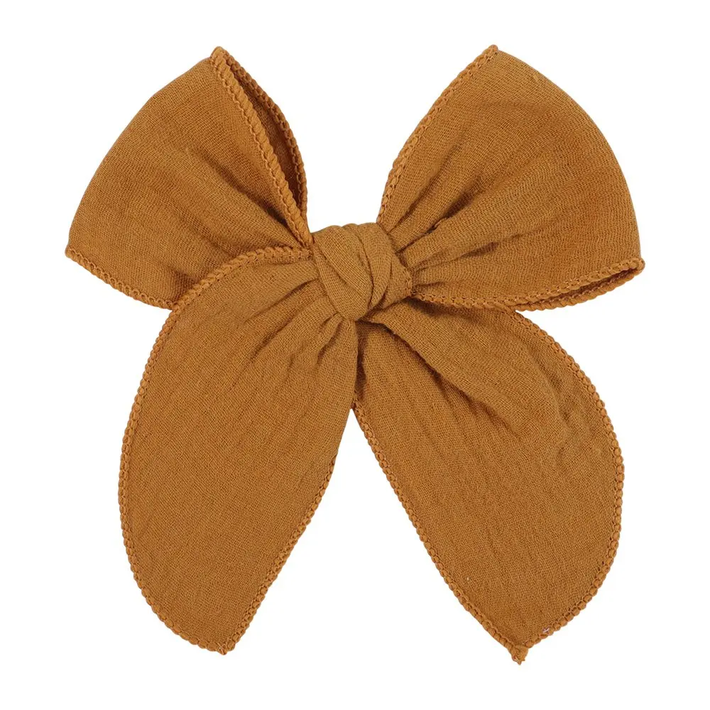 Lovely Baby Girls Candy Solid Color Bohemian Style Bow BB Hair Clips Headwear Children Cute Cotton Hairpins Hair Accessories