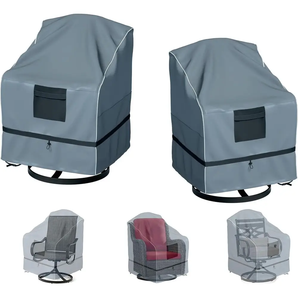 

2-Pack Waterproof Outdoor Swivel Lounge Chair Covers, Heavy Duty for Lawn Patio, Fits 29x31x38.5, Gray