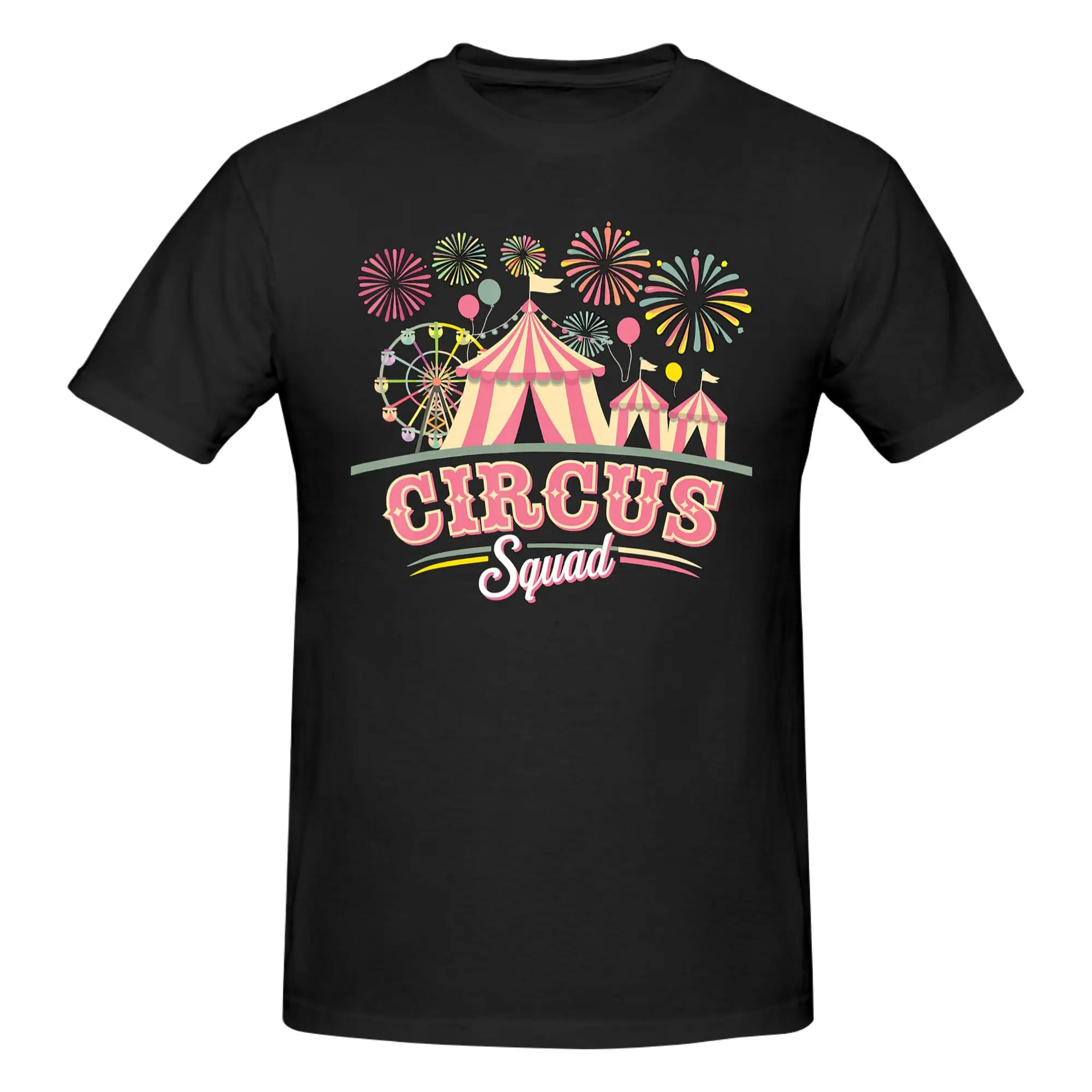 1 Piece Circus Squad Matching Birthday Circus Staff Graphic 100% Cotton T-Shirt Carnival Crew Tops Tees For Men