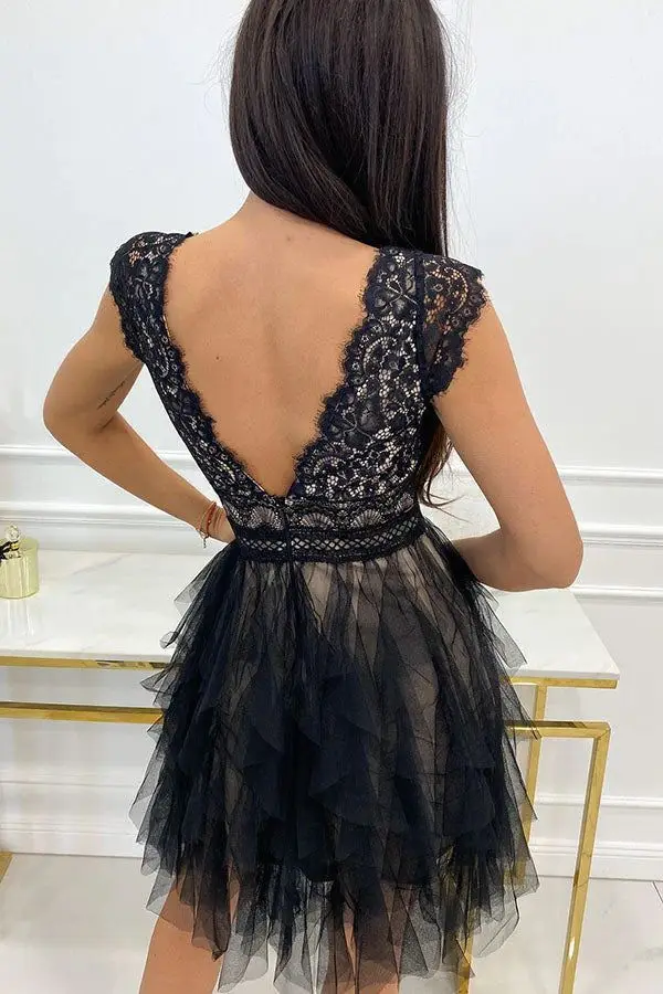 2025 Dress Women Elegant Short Dresses Party Night Dress Women Dresses Elegant Style Lace Short Sleeve Women's Short Dresses