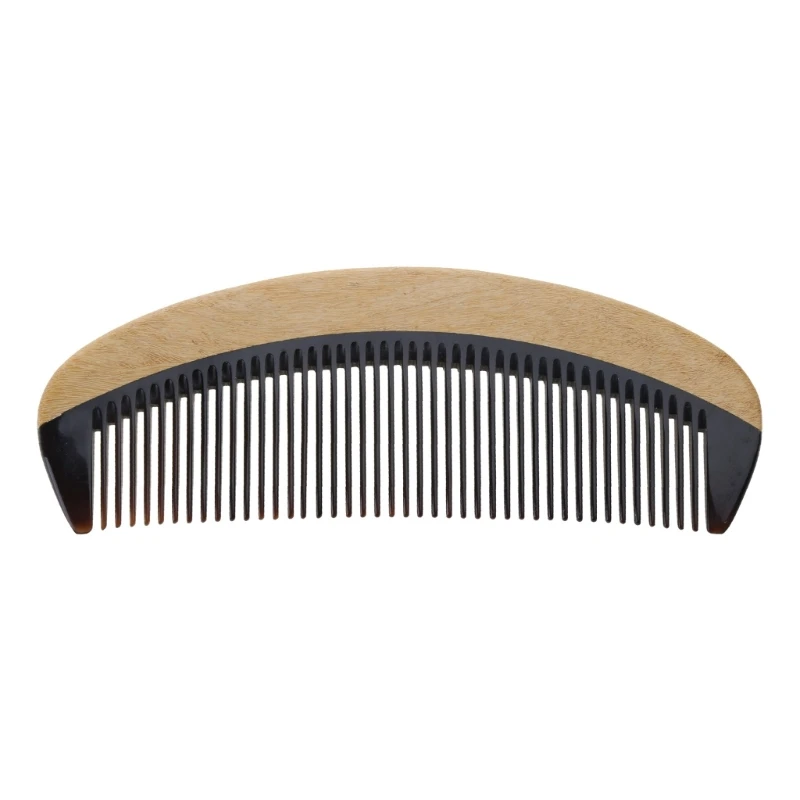 

16x5.5cm Natural Green Sandalwood Ox Horn Wood Comb Beard Makeup Tool Massage Hair Care Black+Brown Color