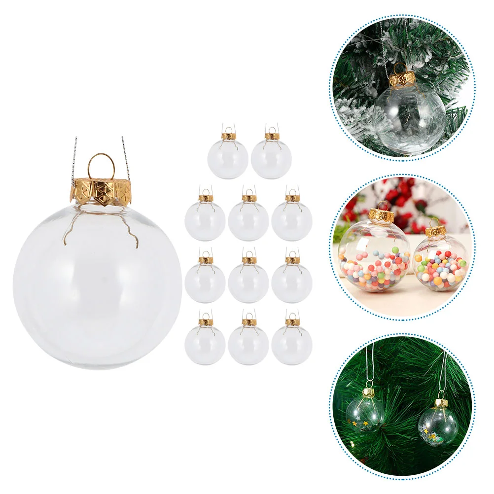 10/12 pçs bola transparente de natal plástico fillable bauble 8-10cm árvore de natal pendurado ornamentos decoração festa de casamento caixa de presente