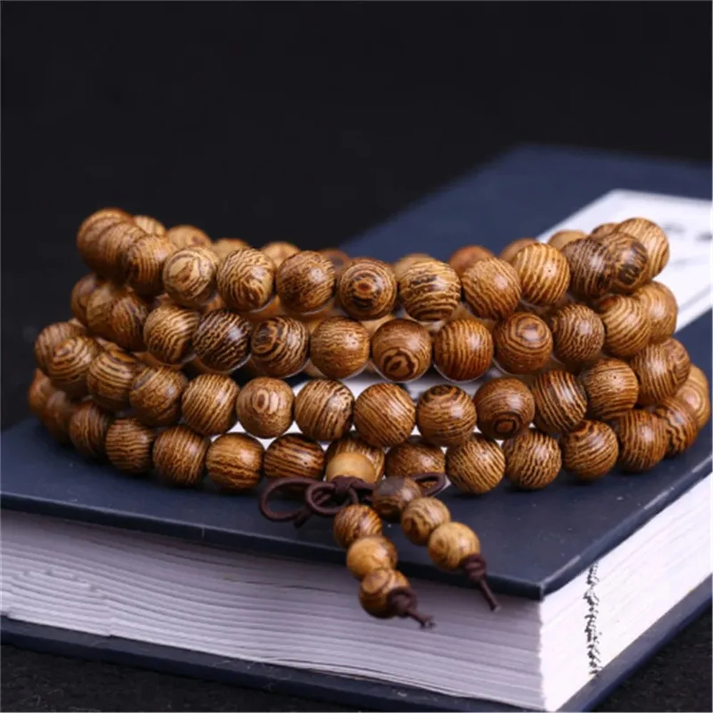 Natural Sandalwood Bracelet Men Buddhist Buddha Meditation Bead Bracelet For Women Prayer 108 Beads Rosary Hanging Decoration