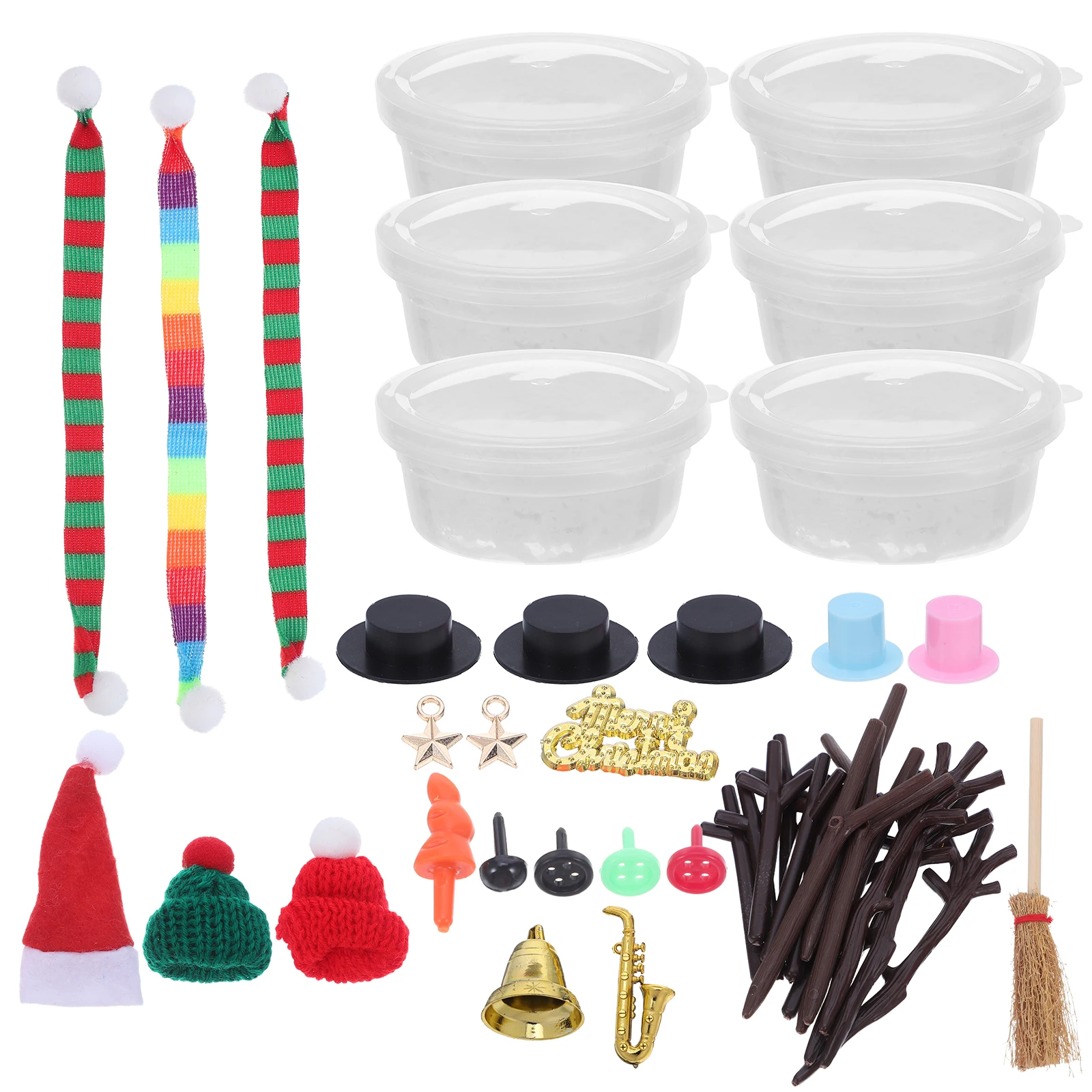 

Clay Snowman Set Decorative Prop Mini Ornaments Kit for Crafts DIY Christmas Parent-child