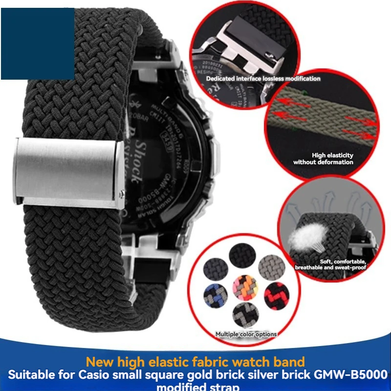 حزام نايلون عالي المرونة لسلسلة كاسيو جي شوك GMW-B5000 مقاوم للماء سوار من القماش على الموضة ملحقات ساعة رجالي