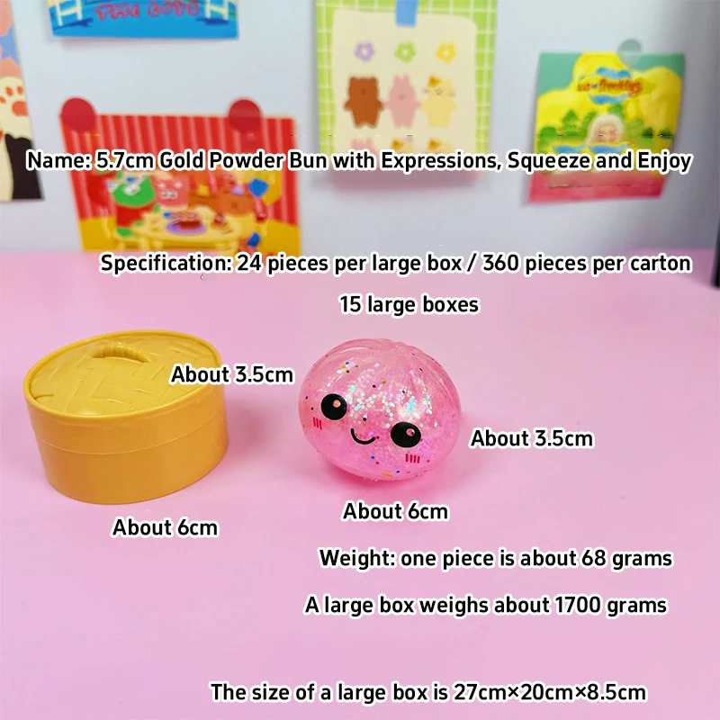 Glitzer Dim Sum Brötchen Squishy Blind Box Kawaii Gedämpftes Brötchen Quetschspielzeug mit Niedlichem Gesicht Langsam Zurückfedernd Stressabbau Fidget Entspannungsspielzeug – Detail 2