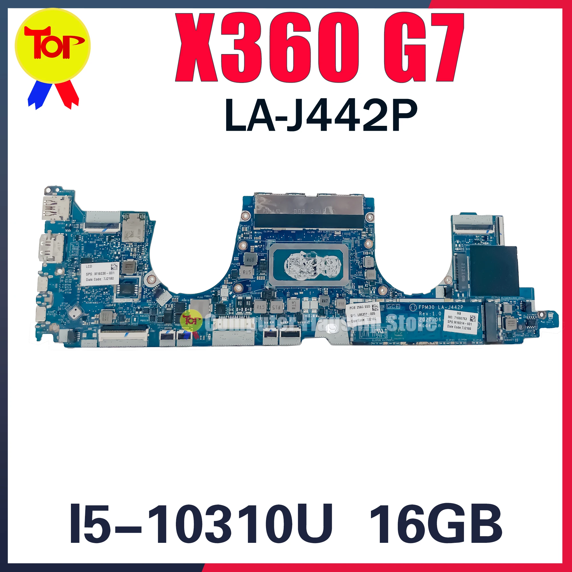 Kefu เมนบอร์ดแล็ปท็อป LA-J442P FPM30สำหรับ HP EliteBook X360เมนบอร์ด G7 1040 I7-1165G7 I5-1145G7