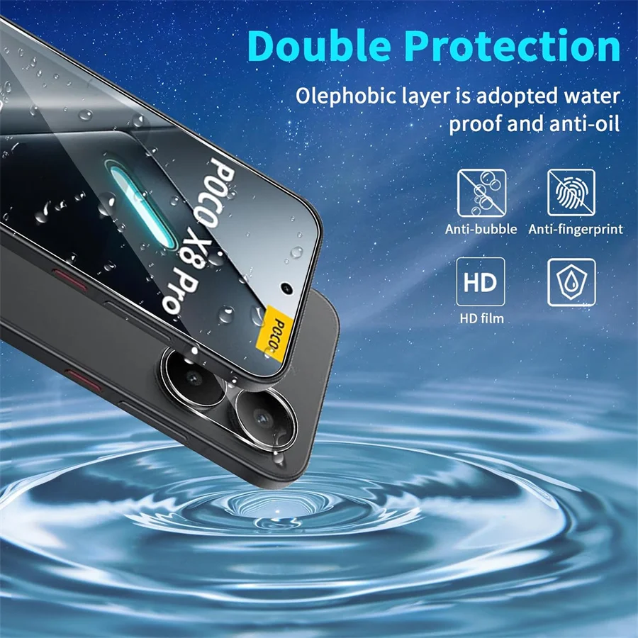 3Pcs Tempered Glass Screen Protector For Xiaomi POCO X8 F7 F8 Pro Ultra Screen Glass Soundwave Technology Fingerprint Support