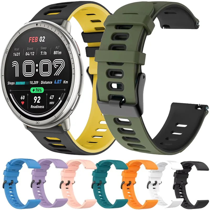 

20mm 22mm Silicone Band for Amazfit Active 2/GTS 4 mini 3 2e/Bip-U-lite comfortable Bracelet Band for Amazfit GTR4/Balance/Bip 6