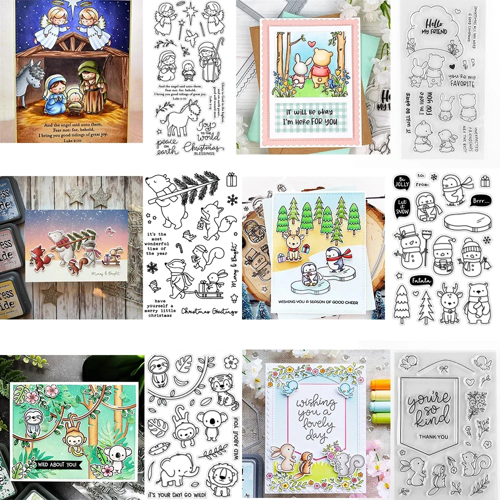 Wintertier Weihnachten Besties Stempel und Stanzformen Weg in einer Krippe Affe Stempelset für DIY Scrapbooking Basteln Kartenherstellung