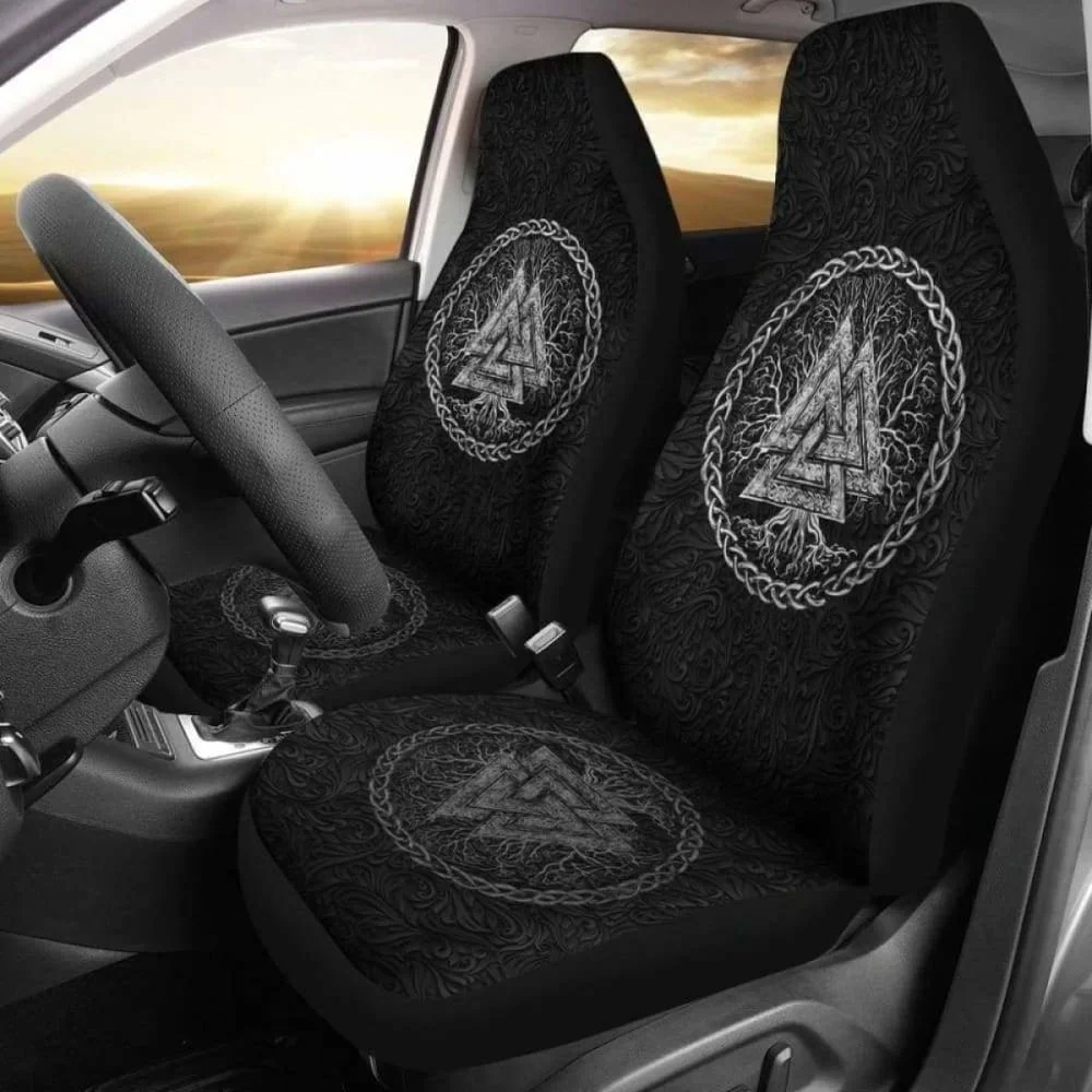 Viking Valknut Árvore da Vida Capas do assento de carro, Universal Frente Seat Capa Protetora, Pacote de 2