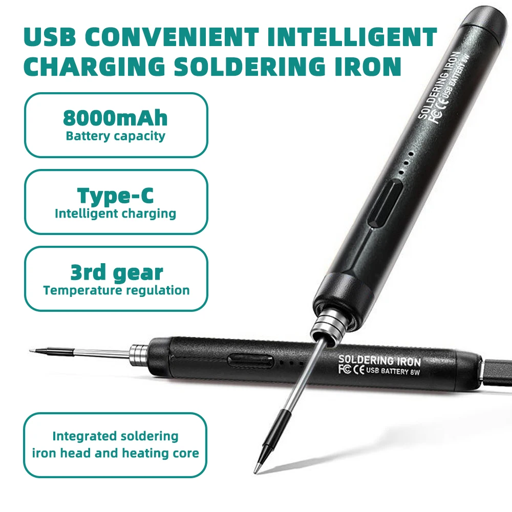 Electric Soldering Iron Kit Portable Cordless Electric Soldering Iron With 3 Iron Tips 3-Gears Adjustable for Soldering Repair