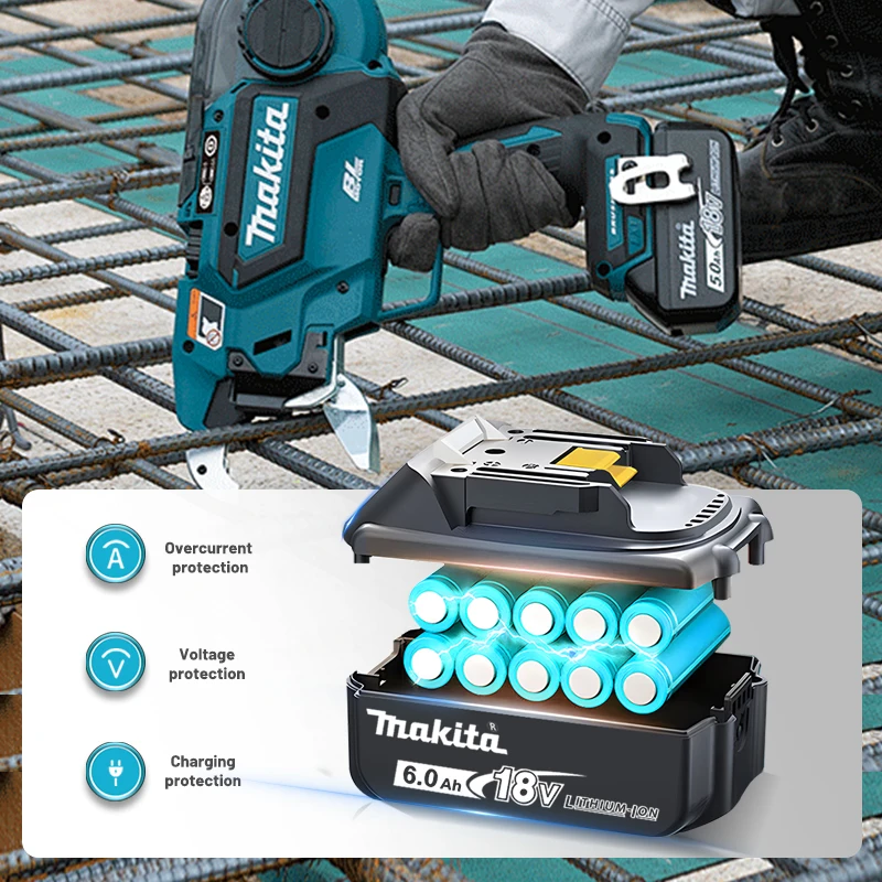 Makita genuine battery, 18V, 6.0 AH, suitable for Makita BL1830, BL1830B, BL1840, BL1850, BL1850B original electric tool