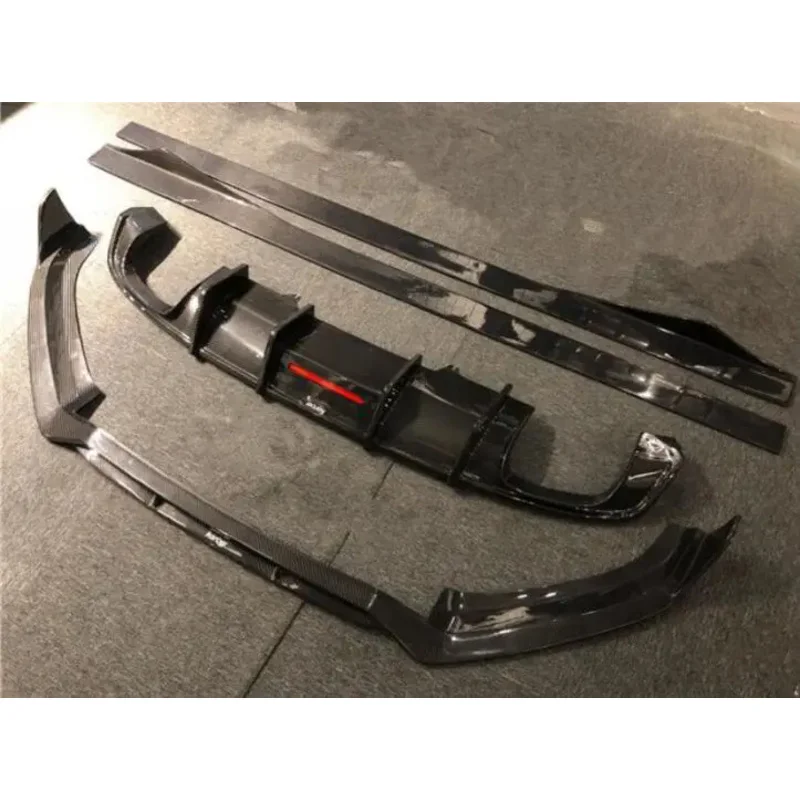 طقم هيكل من ألياف الكربون الحقيقية لأودي C7 A6 S6 RS6 أفانت Allroad 2015-2018 شفة ممتصة للصدمات الأمامية الخلفية الناشر الجانب تنورة #5