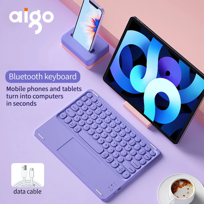 

Aigo T100 Bluetooth Wireless Keyboard Rechargeable Touchpad Keyboard For Xiaomi Samsung Huawei Android iOS Windows Mini Keyboard