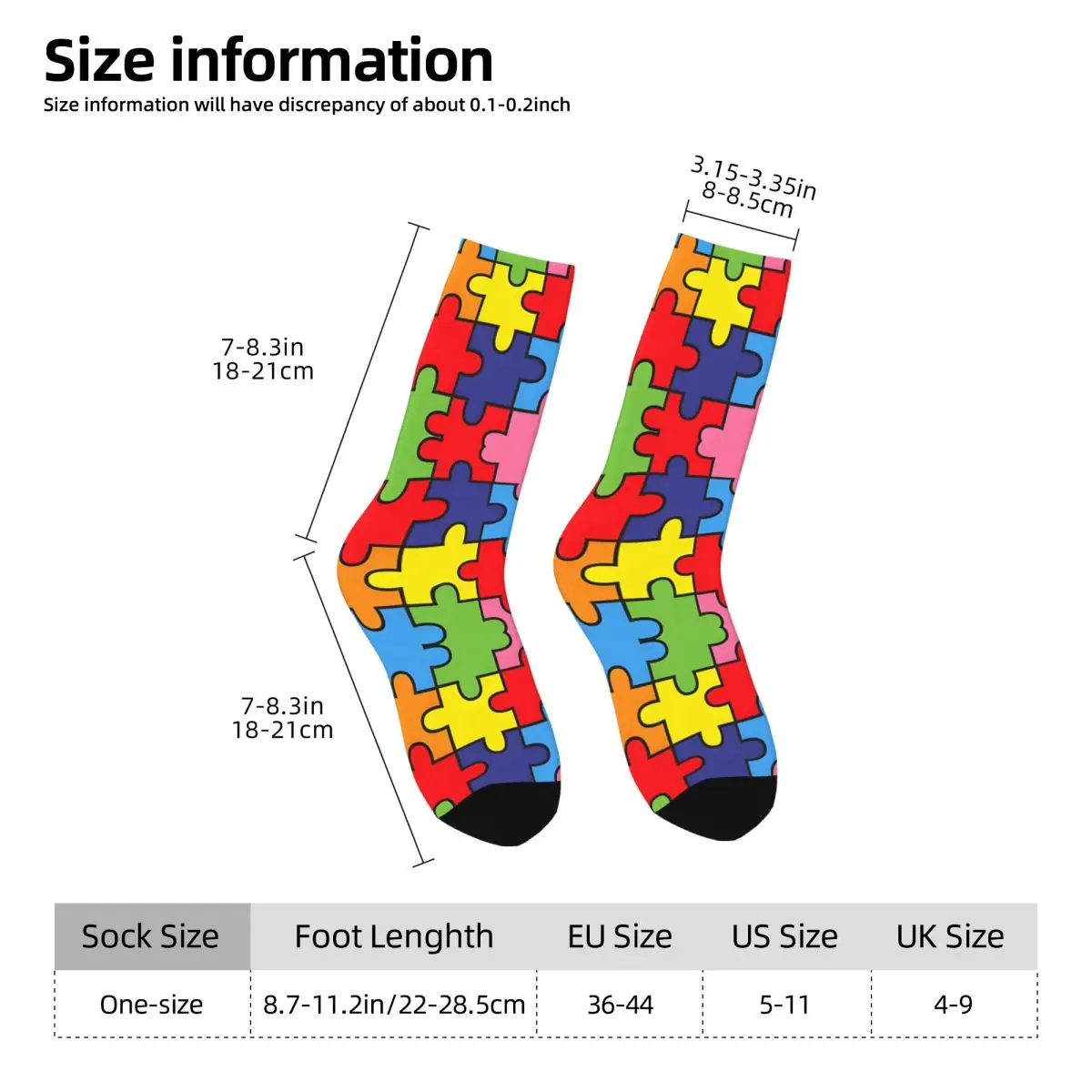 Jigsaw Puzzle Pattern Unisex Winter Socks Cycling Happy Socks Street Style Crazy Sock