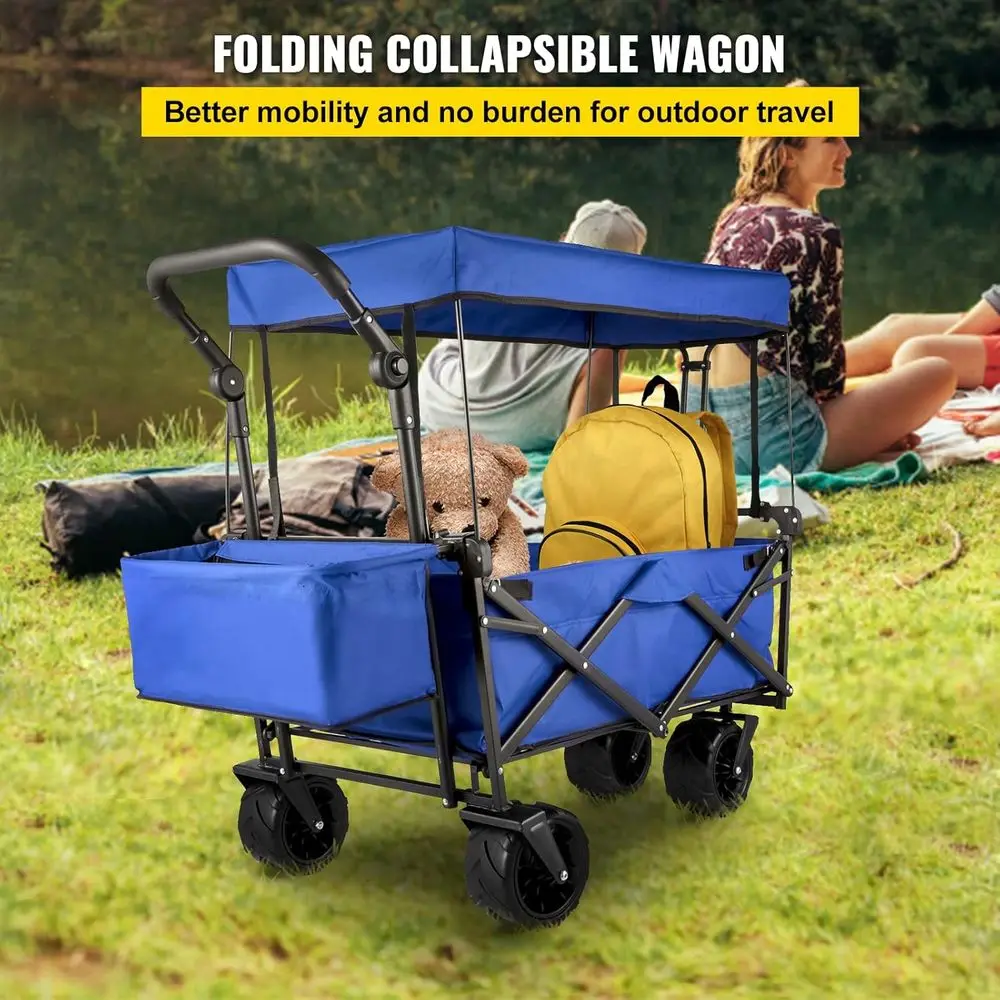 Happbuy Collapsible Wagon with Removable , 220lbs Heavy Duty oldable Beach Wagon with Big Wheels