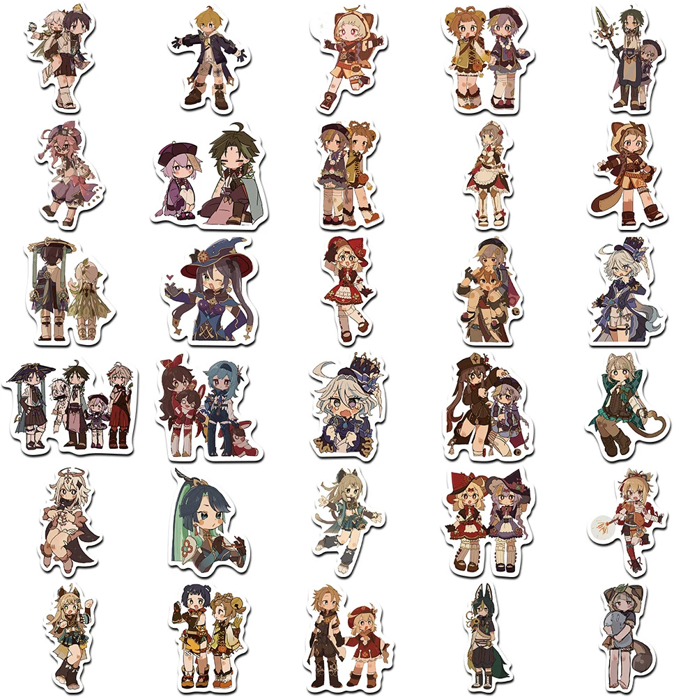 10/30/60pcs Game Genshin Impact Cartoon Stickers Kawaii Girl Sticker for Stationery Notebook Aesthetic Anime Graffiti Decals Toy