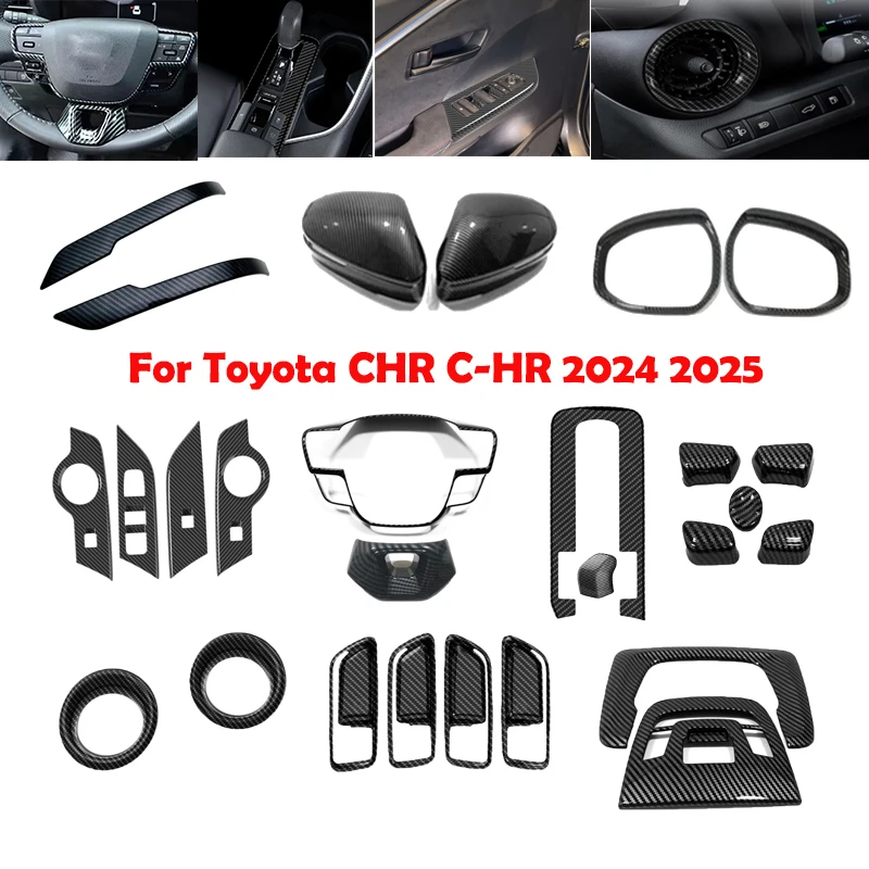 

For Toyota CHR C-HR 2024 2025 Interior Accessories window lift switch gear shift panle steering wheel air outlet Cover Sticker