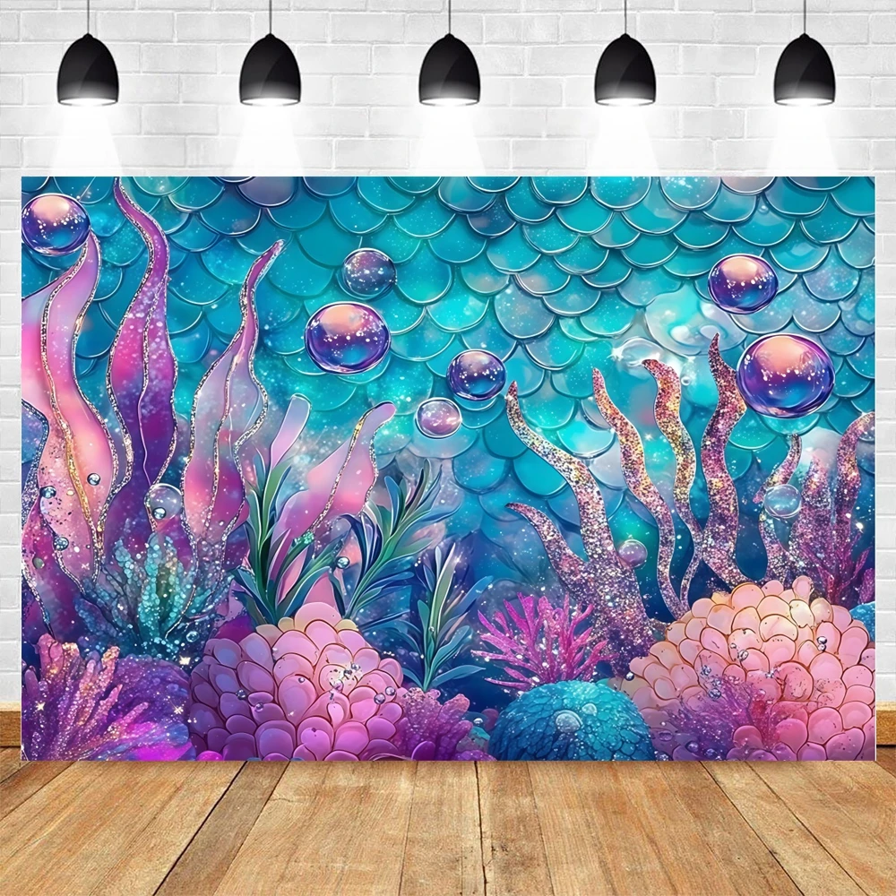 Mermaid Under The Sea Theme Birthday Party Backdrop Underwater World Castle Kids Baby Shower Girls Princess Photo Backgrounds
